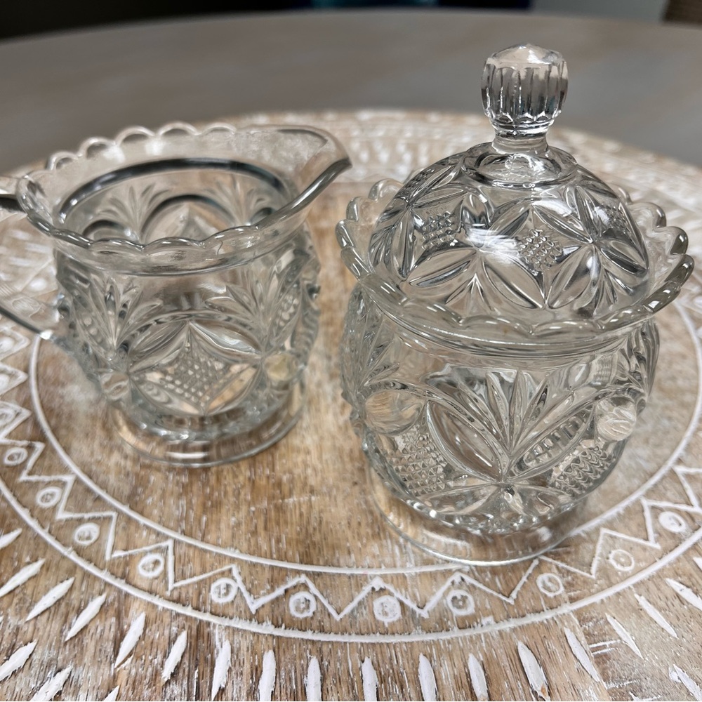 🚩SOLD Antique Pillow and Sunburst Sugar and Creamer